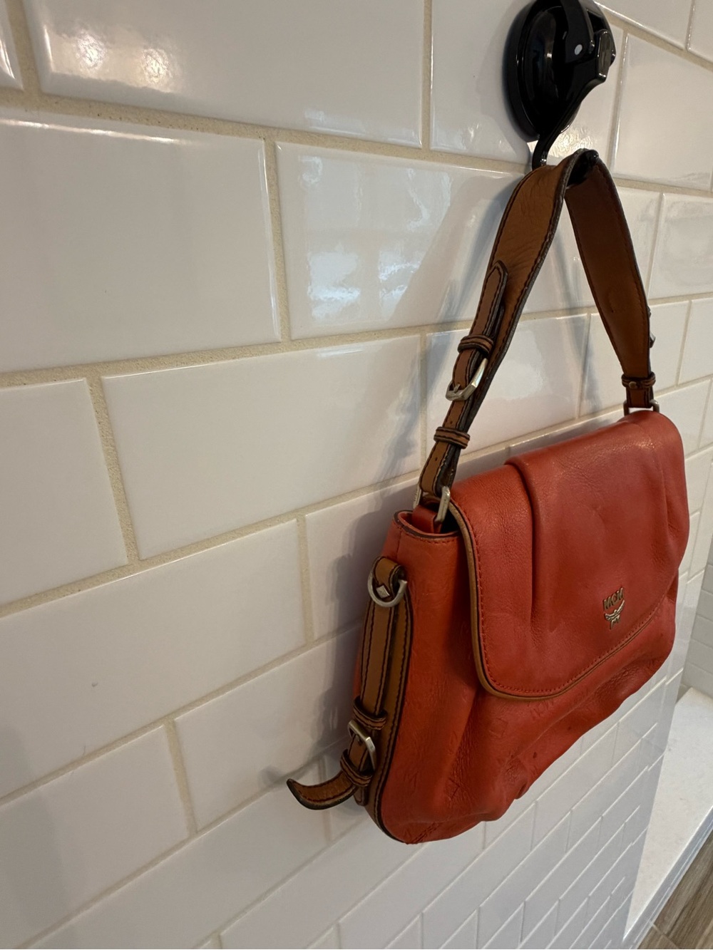 MCM Burnt Orange Leather Flap Shoulder Bag - Picture 3 of 8